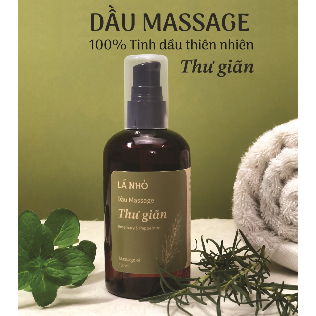 Dầu Massage Body Thư Giãn LÁ NHỎ, từ các loại dầu thiên nhiên lành tính, thư giãn tinh thần, làm dịu làn da của bạn.