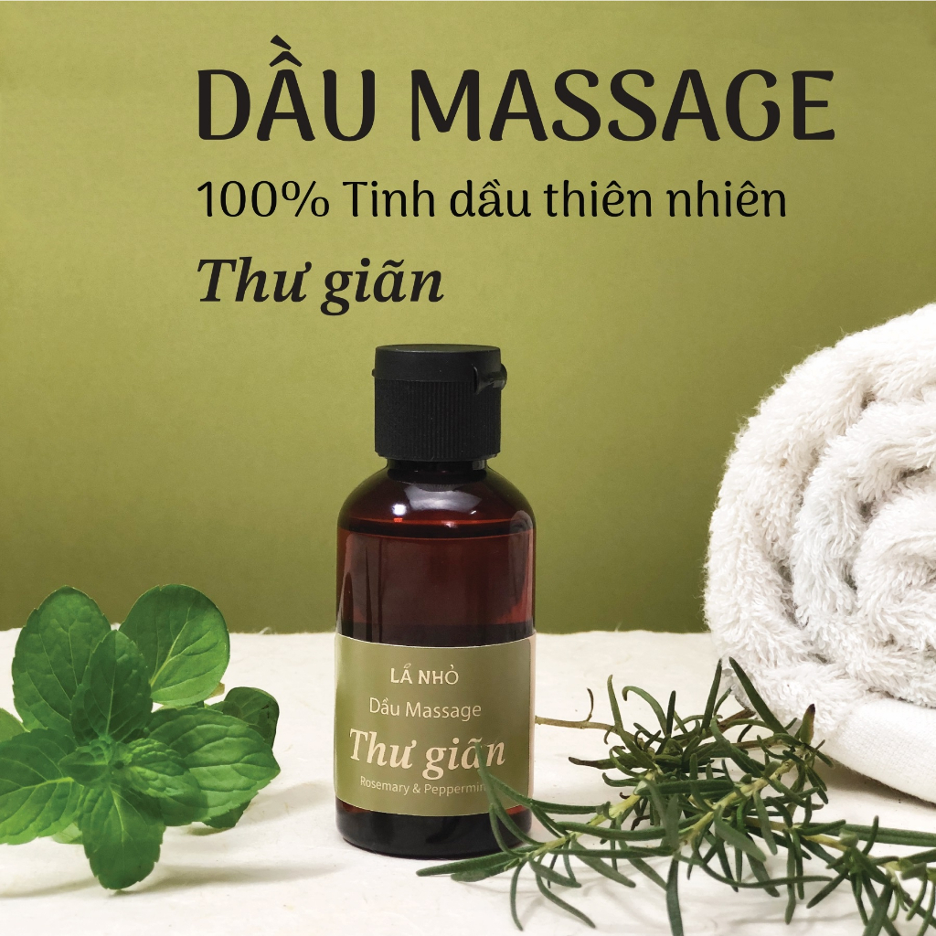 Dầu Massage Body Thư Giãn LÁ NHỎ, từ các loại dầu thiên nhiên lành tính, thư giãn tinh thần, làm dịu làn da của bạn.