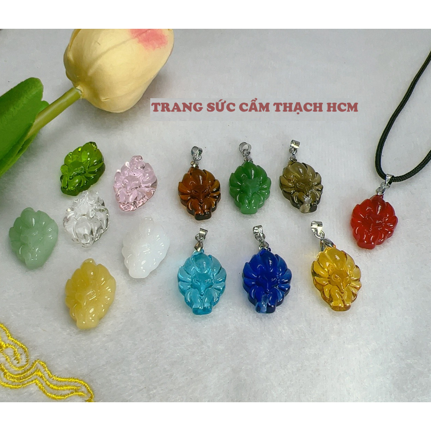 Mặt hồ ly chúa đá mã não cao cấp kèm móc đeo mang phong thủy bình an