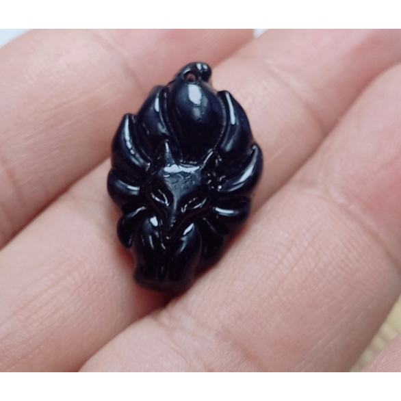 Mặt hồ ly chúa đá mã não cao cấp kèm móc đeo mang phong thủy bình an