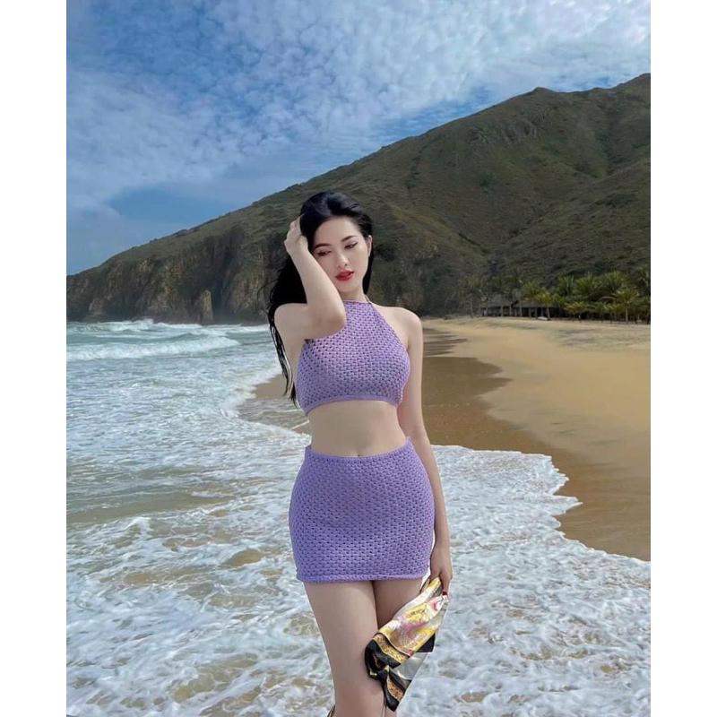 🎀 Set bikini đi biển len móc siêu xinh 👙 kèm ảnh thật và feekback khách mang