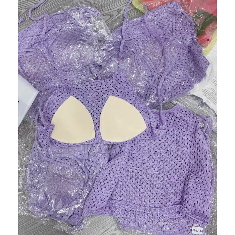 🎀 Set bikini đi biển len móc siêu xinh 👙 kèm ảnh thật và feekback khách mang