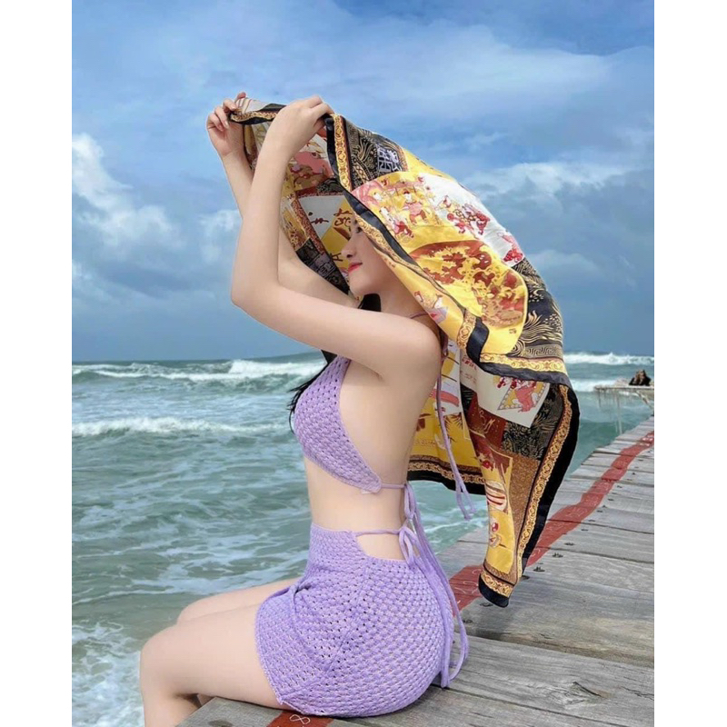 🎀 Set bikini đi biển len móc siêu xinh 👙 kèm ảnh thật và feekback khách mang