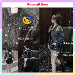  Áo khoác jean nữ siêu siêu xinh dáng ngắn kiểu croptop áo khoác bò xịn sò dày đẹp Passcali 