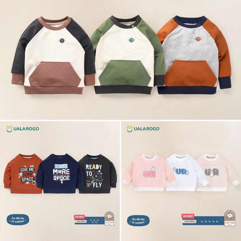 Áo nỉ dài tay UALAROGO mềm mịn chính hãng (1Y-5Y)