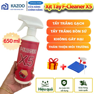 [Tặng Khăn Lau] Nước Tẩy Trắng Vệ Sinh Sàn Nhà Dạng Xịt F-Cleaner X5 650ml Làm Sạch Bề Mặt Sàn Đá Hóa, Đường Chỉ Gạch