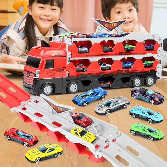 Ô tô đồ chơi xe tải 3 tầng MCQueen kèm mô hình đường đua siêu dài cho bé