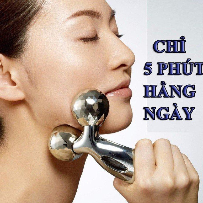 Cây lăn massa cầm tay nâng cơ mặt 3D xoay 360 Độ tiện ích