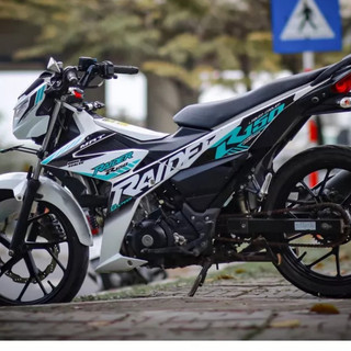 Tem Rời Suzuki Satria Raider Dán Xe Trắng Phối Xanh Ngọc Lục Bảo