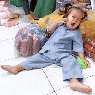 Đồ lam đi chùa bé trai katê thêu túi nhiều màu đủ size