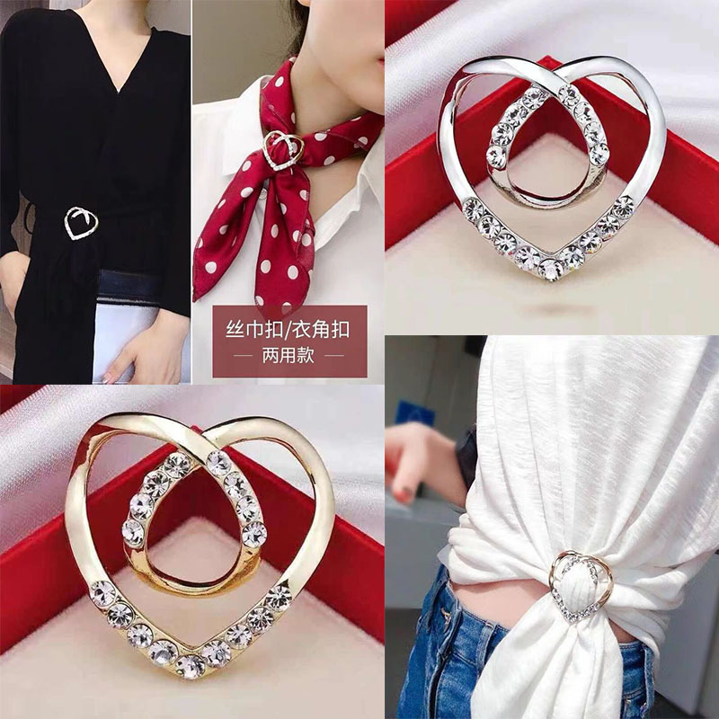 Ghim cài khóa vòng tim đá tạo eo croptop thắt eo váy áo khăn choàng tiện lợi sang trọng trang trí đẹp Tatitava