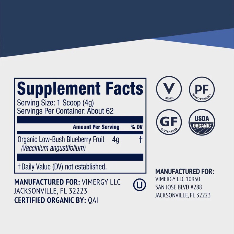 BỘT VỆT QUẤT HOANG GIÃ / WILD BLUEBERRY POWDER VIMERGY