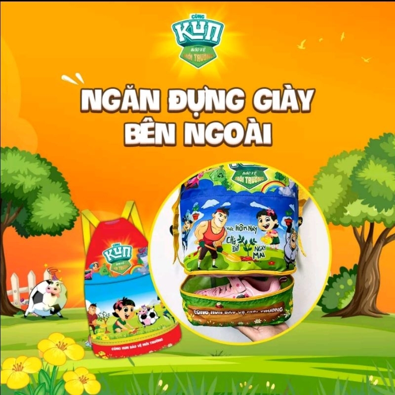 Túi rút đa năng KUN, balo túi rút thể thao cho bé ,Túi rút KUN MÀU ĐỎ, quà tặng Kun