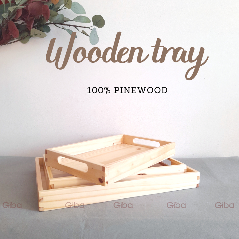 Khay gỗ đựng đồ ăn decor chụp ảnh sản phẩm Dĩa gỗ tròn đựng bánh Giba