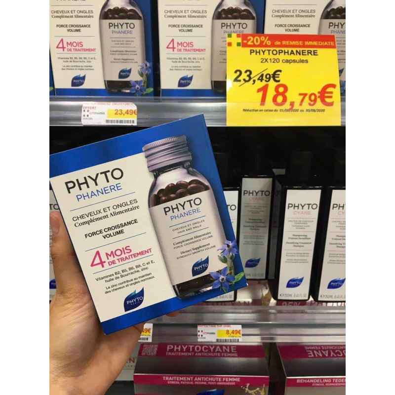 Viên Uống Mọc Tóc PHYTO PHANERE 120V. Hàng Chuẩn Pháp