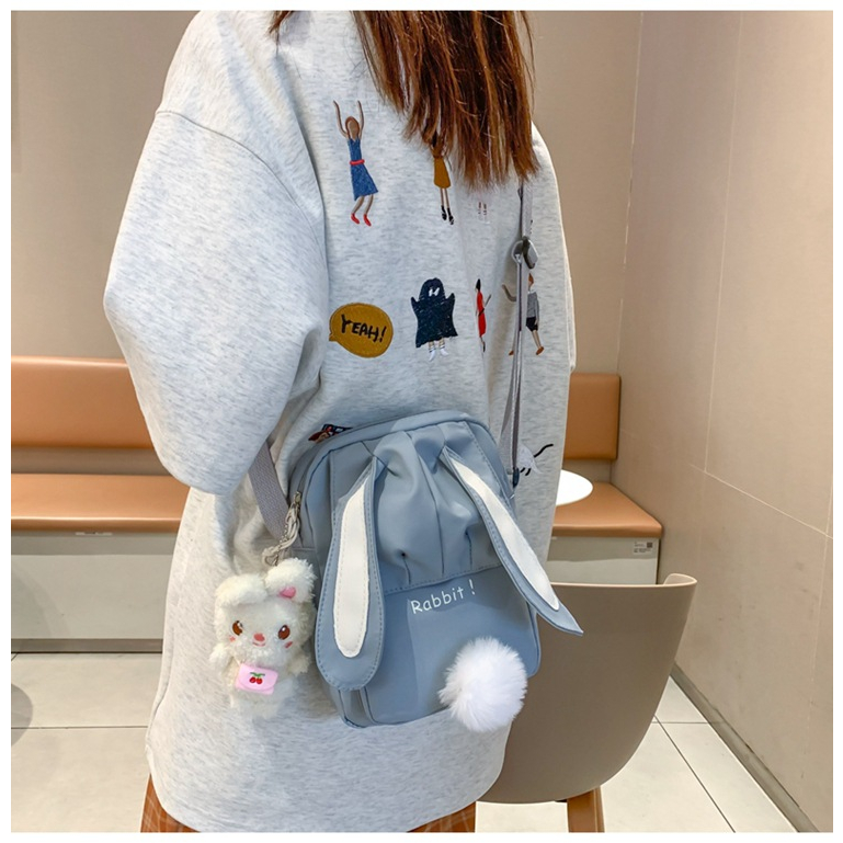 Túi Đeo Chéo Hình Thỏ CuTe Vừa Ipad mini Thời Trang Hàn Lila23