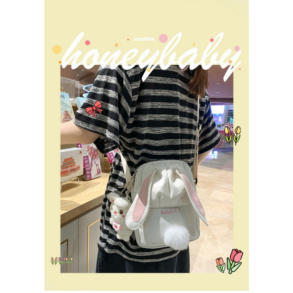Túi Đeo Chéo Hình Thỏ CuTe Vừa Ipad mini Thời Trang Hàn Lila23