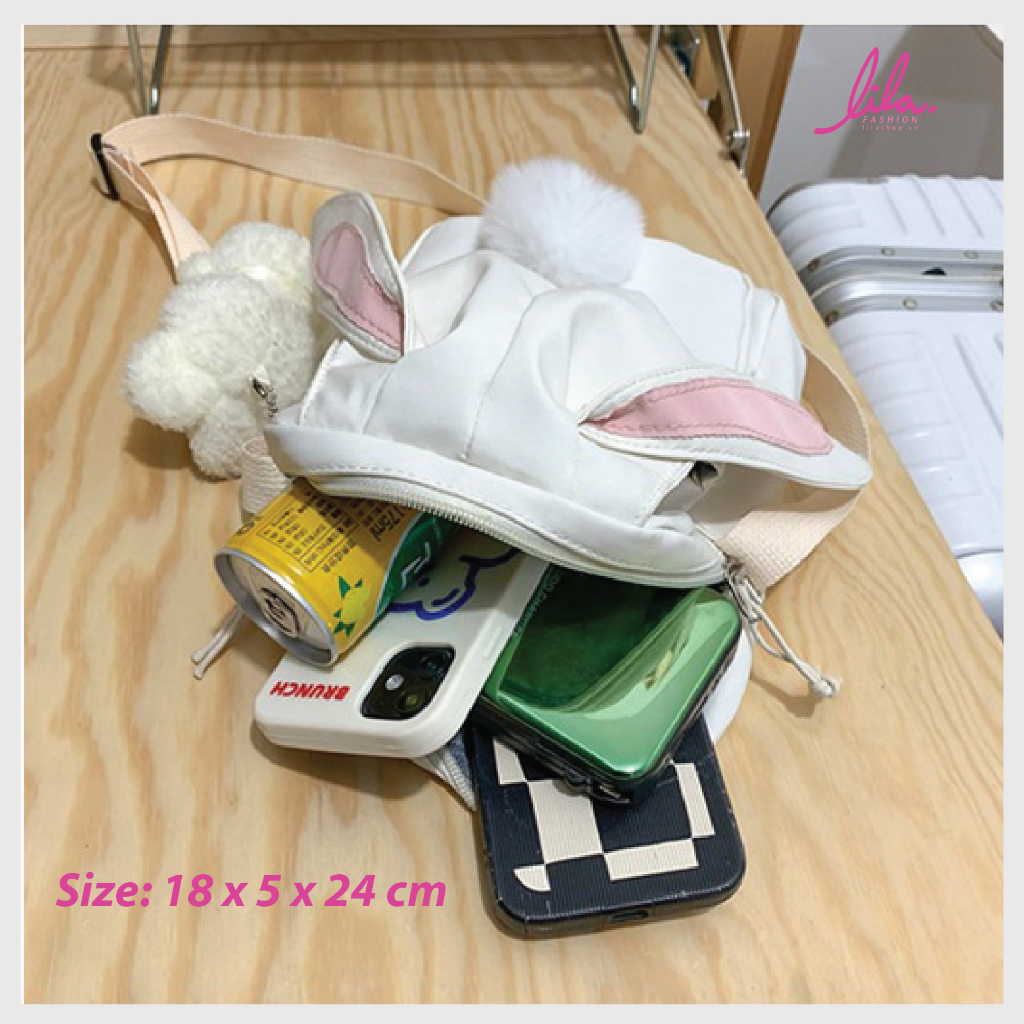 Túi Đeo Chéo Hình Thỏ CuTe Vừa Ipad mini Thời Trang Hàn Lila23