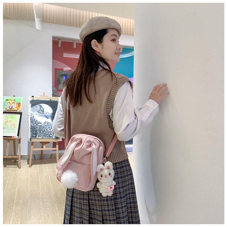 Túi Đeo Chéo Hình Thỏ CuTe Vừa Ipad mini Thời Trang Hàn Lila23
