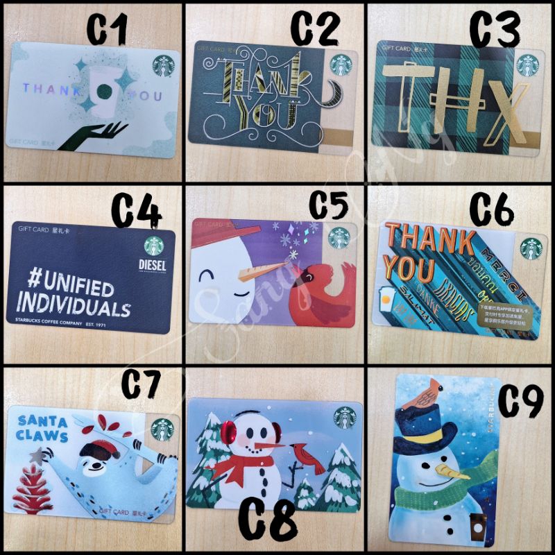 Thẻ Card nhưa sưu tầm tổng hợp Starbucks Trung Quốc, mất PIN