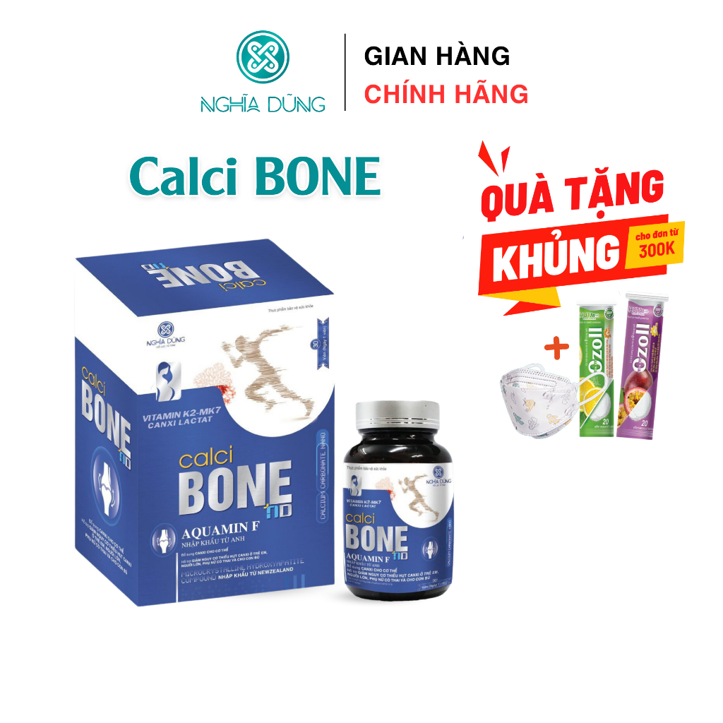 Canxi cho bà bầu và người thiếu hụt Calci Bone Nghĩa Dũng (Hộp 30 viên)