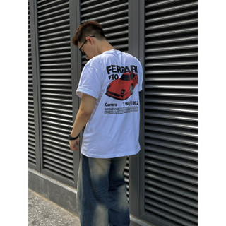 Áo thun unisex nam nữ FERRARI F40 Black/ White 250gsm