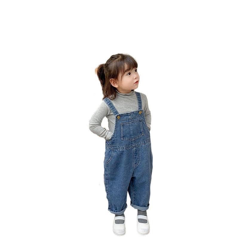 Set yếm bò dài kèm áo thu đông dài tay chất cotton 4c co giãn thoải mái cho bé đi học đi chơi cá tính năng động