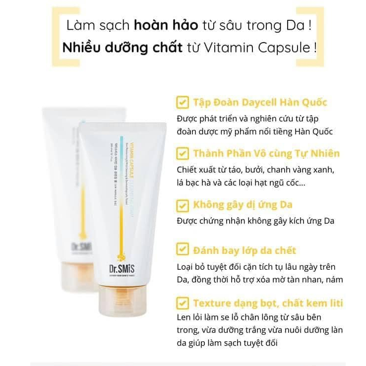 Sữa rửa mặt trắng da mờ thâm Dr Smis Vitamin Capsule Cleasing Foam 300ml