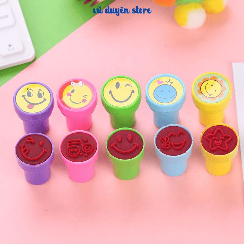 Bộ đồ chơi 10 con dấu hình mặt cười cho bé vui chơi sáng tạo