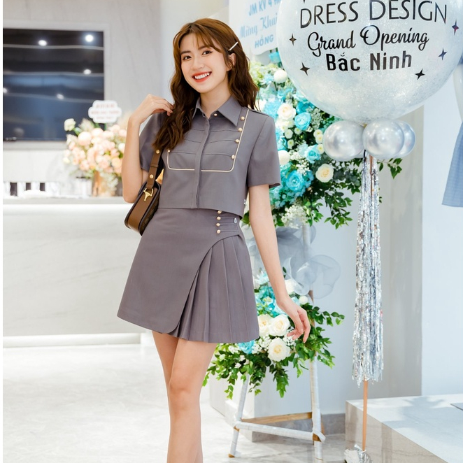 Chân váy thiết kế JM Dress Design A xếp li lệch sang trọng cá tính, chất liệu vải cao cấp 4S06.2206KT
