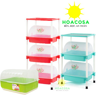 Kệ Đựng Chén Bát Có Nắp Đậy Các Loại: Đơn/ 2 Tầng/ 3 Tầng Chống Bụi Tiện Lợi- Đồ Gia Dụng Hoacosa.