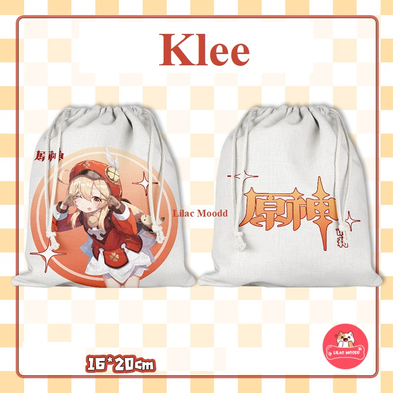 Genshin Impact | Túi rút vải bảo vệ môi trường hai mặt hình / Wanderer Zhongli Hutao Nahida Yae Miko Xiao