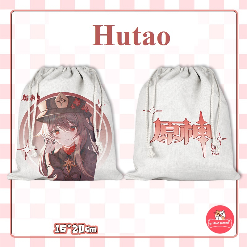 Genshin Impact | Túi rút vải bảo vệ môi trường hai mặt hình / Wanderer Zhongli Hutao Nahida Yae Miko Xiao