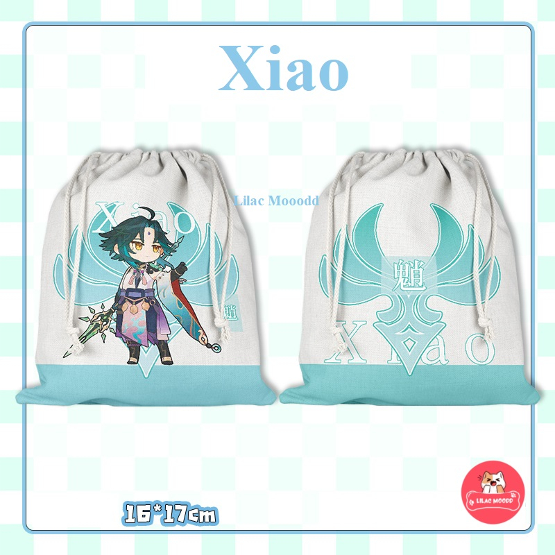Genshin Impact | Túi rút vải bảo vệ môi trường hai mặt hình / Wanderer Zhongli Hutao Nahida Yae Miko Xiao
