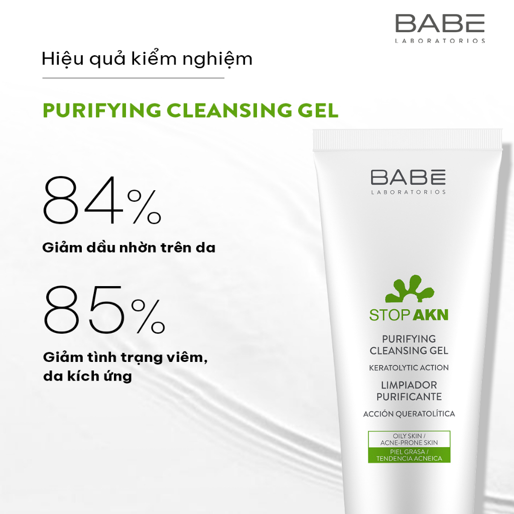 Sữa rửa mặt BABE Stop Akn Purifying Cleansing gel cho da dầu mụn 200ml - AJAS SKINLAB