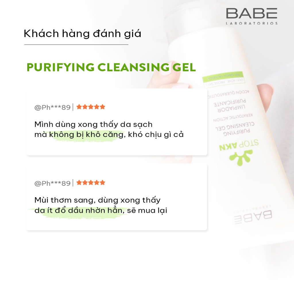 Sữa rửa mặt BABE Stop Akn Purifying Cleansing gel cho da dầu mụn 200ml - AJAS SKINLAB