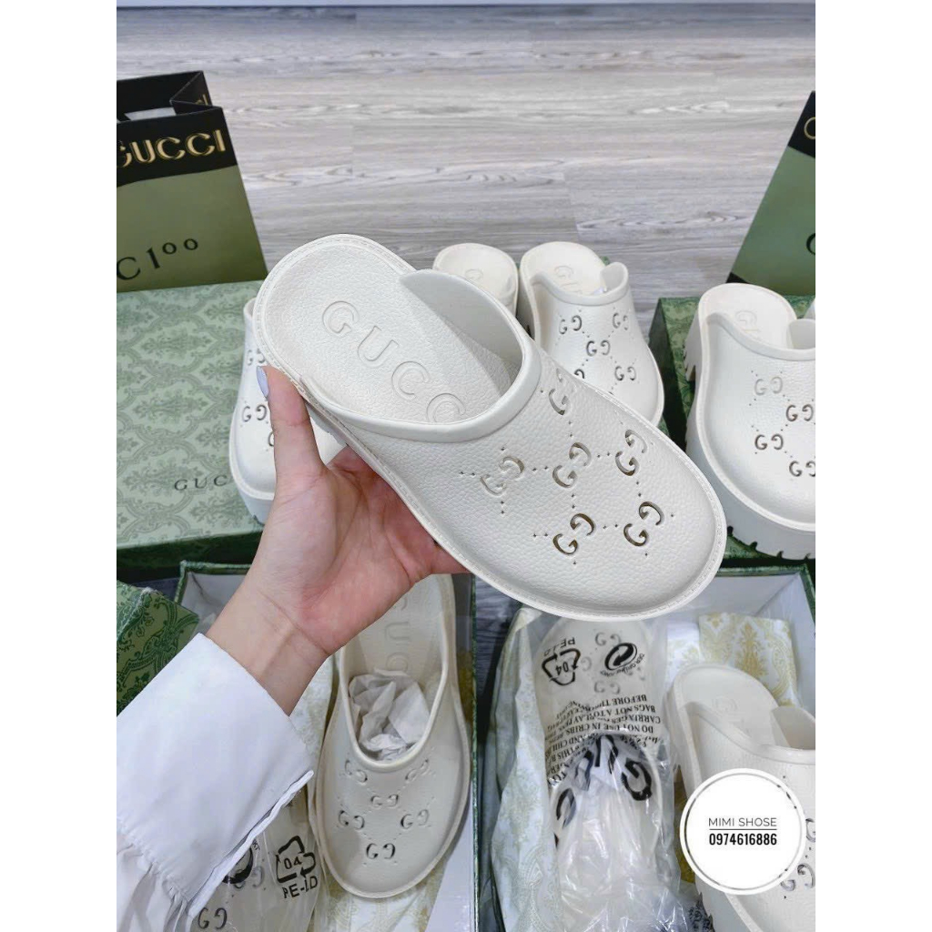 Giày sục nhựa crocs đế cao 5cm fullbox Bill túi