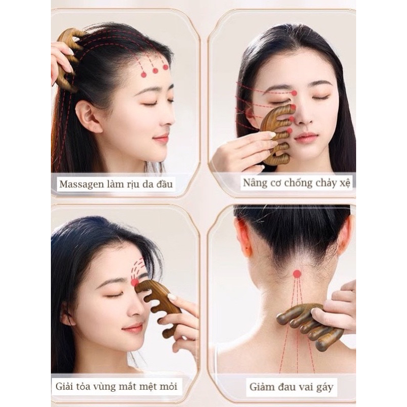 Lược gỗ Đàn Hương masage da đầu giảm đau đầu căng thẳng cho giấc ngủ ngon dành cho cả nam và nữ🌸free ship🌸
