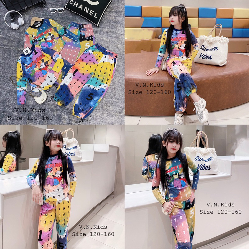 Bộ loang số Mickey đón Thu Đông 2023 cho Bé 15kg-40kg