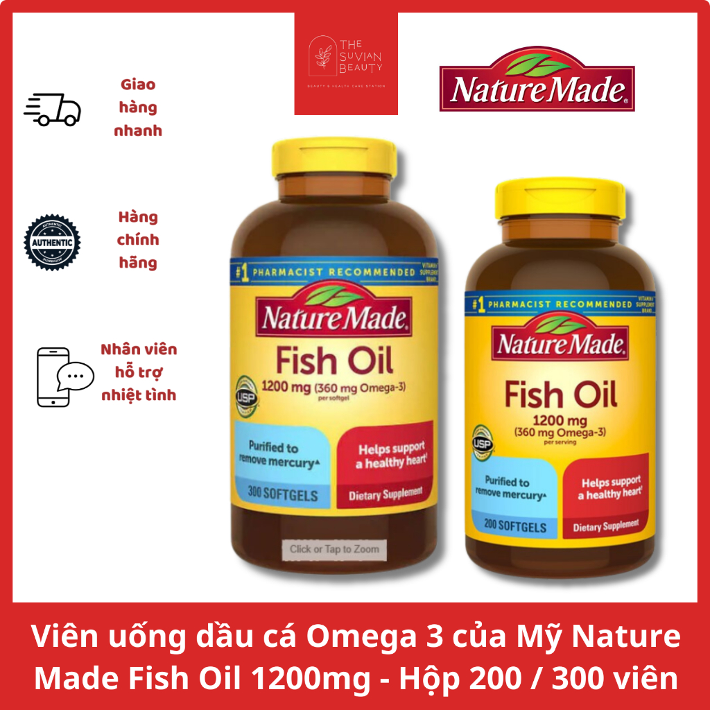 Viên uống dầu cá Omega-3 của Mỹ Nature Made Fish Oil 1000/1200mg