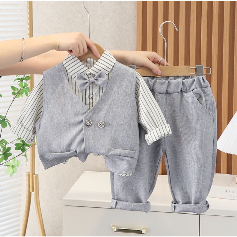 Vest Gile Công Tử Bảnh Trai Kèm Nơ Và Sơ Mi 8-18kg - Shubim Kids