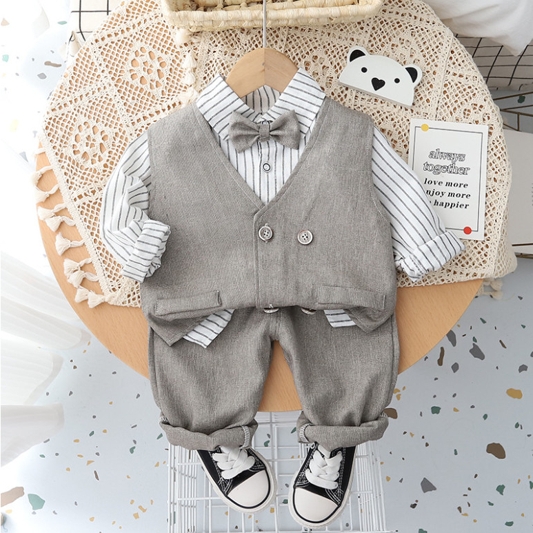 Vest Gile Công Tử Bảnh Trai Kèm Nơ Và Sơ Mi 8-18kg - Shubim Kids