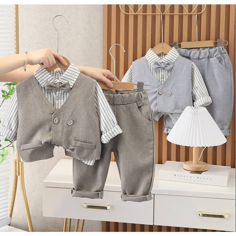 Vest Gile Công Tử Bảnh Trai Kèm Nơ Và Sơ Mi 8-18kg - Shubim Kids