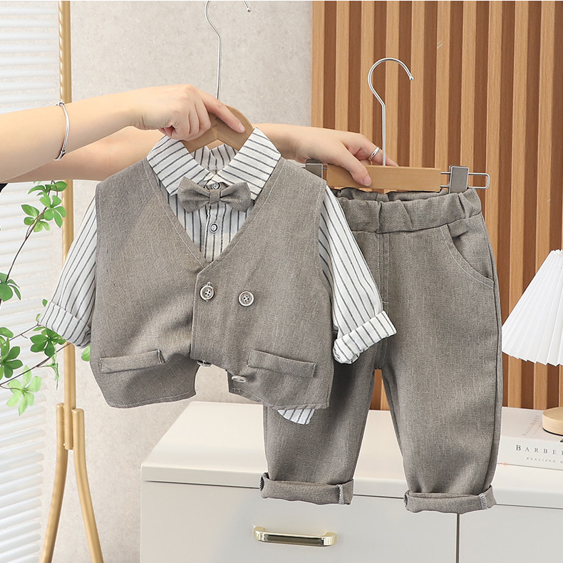 Vest Gile Công Tử Bảnh Trai Kèm Nơ Và Sơ Mi 8-18kg - Shubim Kids