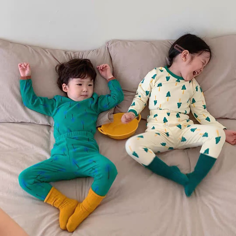 𝒀𝑰𝒀𝑨𝒀𝑨 𝑲𝑰𝑫𝑺  - Bộ đồ mặc nhà cho bé hoạ tiết xinh xắn dài tay