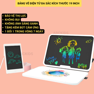 Bảng vẽ tự xóa điện tử, bảng viết vẽ thông minh đa sắc cỡ lớn 15,19 inch màn hình LCD đa sắc đồ họa đẹp kèm bút dạy học