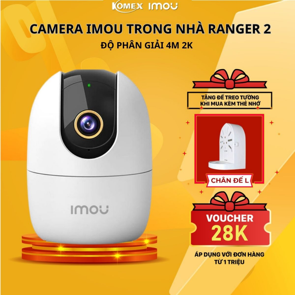Camera wifi trong nhà imou ranger 2 A42 4M đàm thoại 2 chiều có cảnh báo chuyển động và còi báo hú hàng chính hãng komex