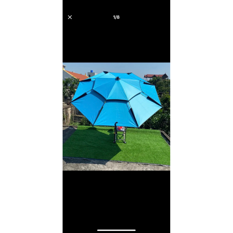 Ô dù câu cá 2 tầng màu xanh nhã