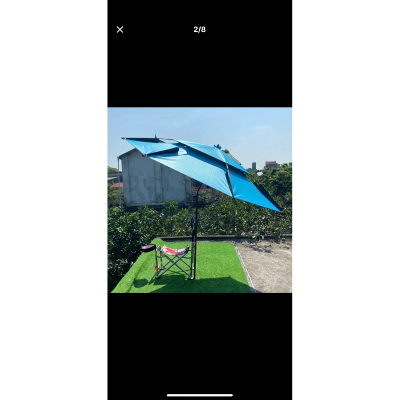 Ô dù câu cá 2 tầng màu xanh nhã