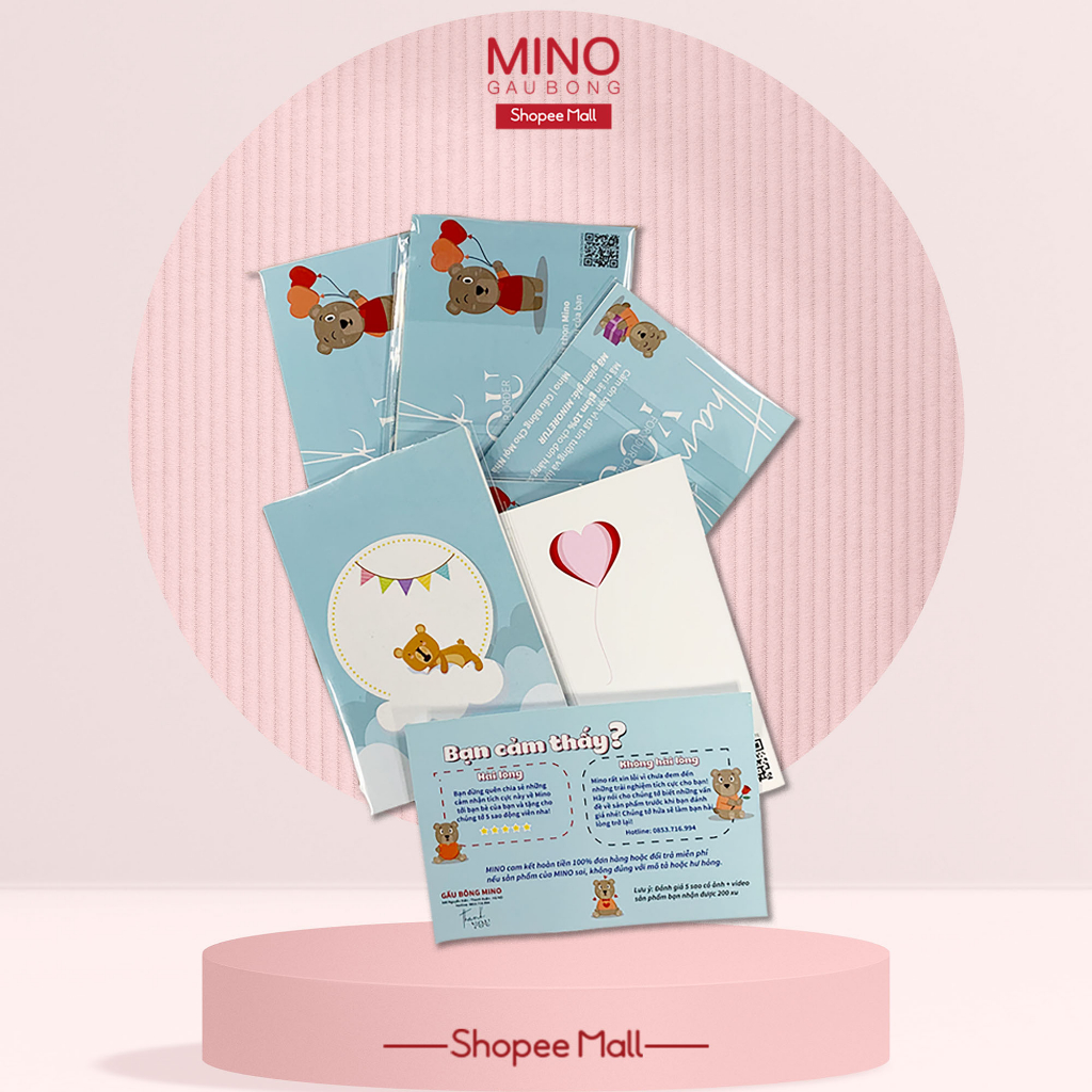 Thiệp Chúc Mừng, Sinh Nhật, Noel, Cảm Ơn Gấu Bông MINO STORE